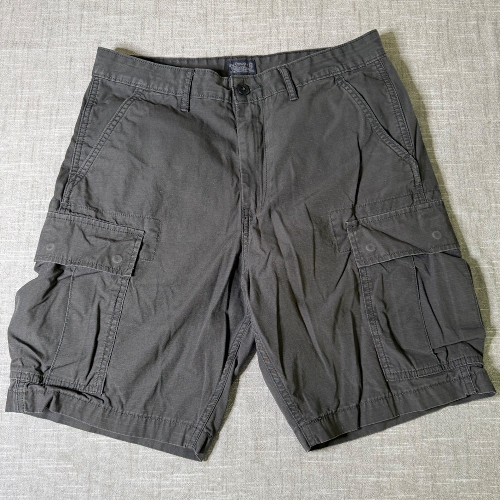 Levi Strauss Mens Gray Ripstop Cargo Shorts W32 23251-0060 Charcoal Cotton